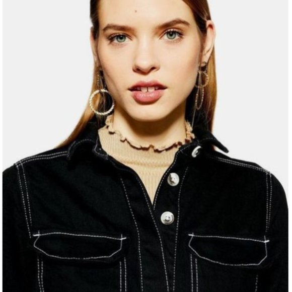 Topshop Black Denim Boiler Suit - Picture 2 of 4